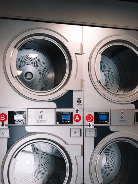 wasserette Kraantje industriele stack 17KG electrolux wasdroger